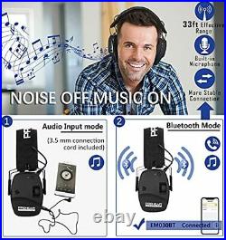 030 Upgraded Bluetooth Electronic Shooting Hearing Protection Muffs Black-gel