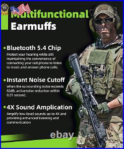 035 Bluetooth 5.4 Shooting Ear Protection Earmuff Active Noise Army Green NEW