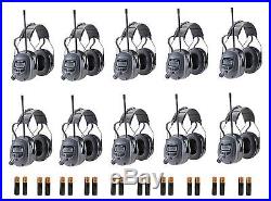 (10) Pack WORKTUNES Digital AM FM MP3 HEADPHONES Hearing PROTECTION with Batteries