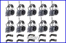 10 WORKTUNES Digital AM FM MP3 Radio HEADPHONES Hearing PROTECTION with BELT CLIPS