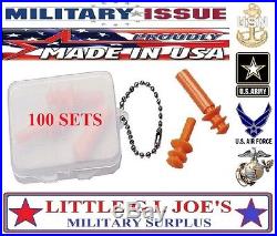 100 SETS Military Issue Ear plugs 27 dB Noise Reduction 2-Per Set With Case 4700