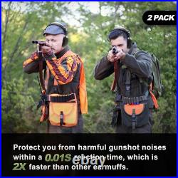 2 Pack Electronic Ear Protections for Shooting with 4X Sound Amplification, Gun 2 Pack Electronic Ear Protections for Shooting with 4X Sound Amplification, Gun