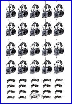 20 WORKTUNES Digital AM FM MP3 Radio HEADPHONES Hearing PROTECTION with BELT CLIPS