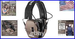 5x Sound Amplification Earmuffs for Enhanced Shooting Experience Brown