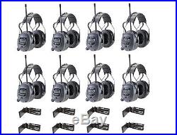 8 WORKTUNES Digital AM FM MP3 Radio HEADPHONES Hearing PROTECTION with BELT CLIPS