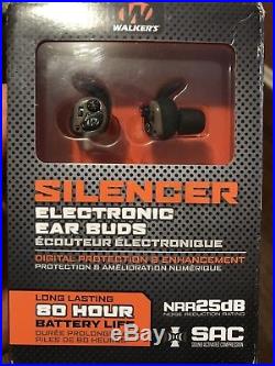 BRAND NEW Walkers Game Ear GWPSLCR FDE Silencer-Ear Buds Electronic 25dB NRR