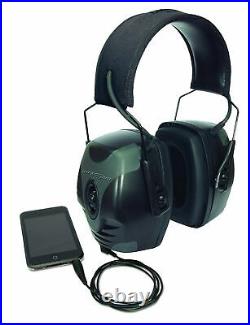 Black Electronic Ear Muff 30NRR Safety Shooting Hearing Protection MP3 3.5mm New