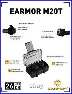 EARMOR M20T NRR26dB Electronic Shooting Ear Protection Bluetooth5.3, Hearin