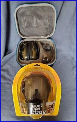 Howard Leight Impact Sport Shooters Electronic Earmuffs with carrying case glasses