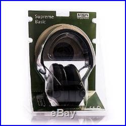 Electronic Earmuff Defenders Hearing Protection MSA Sordin Supreme BASIC with AUX Input and grey Leather-Band SOR75301