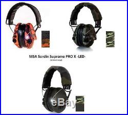 MSA Sordin Supreme Pro X with LED Light Electronic EarMuff black leather