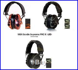 MSA Sordin Supreme Pro X with LED Light Electronic EarMuff with black leath