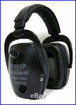 NEW Pro Ears GS-PTS-L-B BLACK Tac Slim Gold NRR 28 Electronic Ear Muffs Lithium