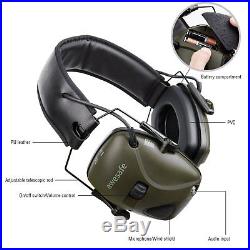 Noise Reduction Sound Amplification Electronic Safety Ear Muffs & Case-Green-01+