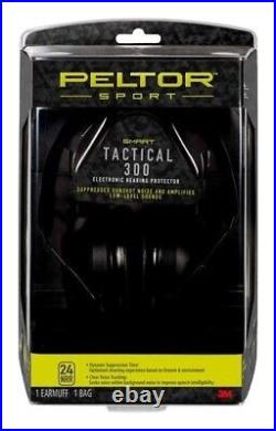 Peltor Sport Tactical 300 Earmuffs Black Noise Reduction Rating 24 TAC300-OTH