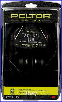 Peltor Sport Tactical 300 Earmuffs Black Noise Reduction Rating 24 TAC300-OTH