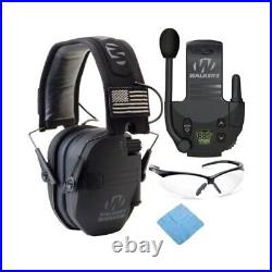 Razor Slim Electronic Muff (Black Patriot Version) Bundle with Walkie-Talkie