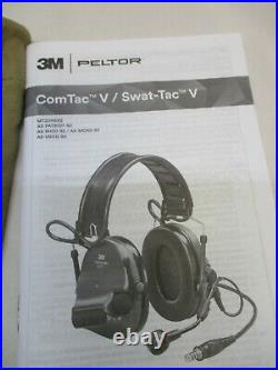 SWAT 3M Peltor ComTac V ACH Tactical Communication Headset Single Comm with PTT