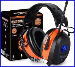 Upgraded Noise Cancelling Earmuffs Bluetooth FM Radio, Rechargeable NRR 29dB