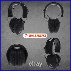 Walker's Razor Slim Hearing Protection Electronic Earmuffs Black Bundle (2 Pack)