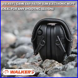 Walker's Razor Slim Hearing Protection Electronic Earmuffs Black Bundle (2 Pack)