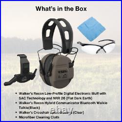 Walker's Recon Low Profile Flat Dark Earth Digital Electronic Muff Bundle