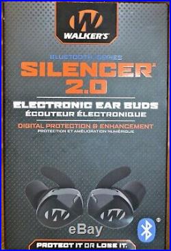 Walker's Silencer 2.0 Bluetooth Rechargeable Ear Bud Set #GWP-SLCR2-BT NEW