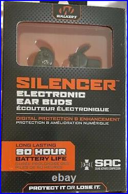 Walker's Silencer Electronic Earbuds GWP-SLCR Black NIB Shooting Ear Protection