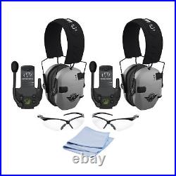 Walkers Razor Electric Slim Grey Earmuffs with Walkie Talkies 2 Pack