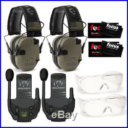 Walkers Razor Electronic Muffs (FDE Patriot) 2-Pack with Walkie Talkies & Glasses