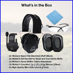 Walkers Razor Slim Electronic Black Shooting Earmuffs 2 Pack Bundle