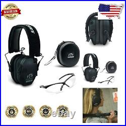 Walkers Razor Slim Electronic Muffs Bundle with Case & Glasses Multiple Colors