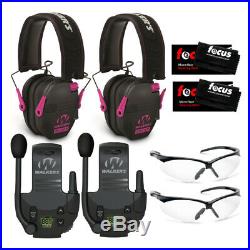 Walkers Razor Slim Electronic Muffs (Pink) 2-Pack with Walkie Talkies & Glasses