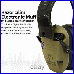 Walkers Razor Slim OD GRN Patriot Electronic Muff with Walkie Talkie Bundle