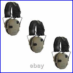 Walkers Razor Slim Protection Electronic Shooting Ear Muffs, Dark Earth (3 Pack)