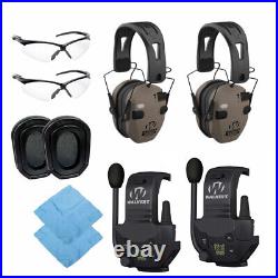 Walkers Razor Slim Quad Electronic FDE Earmuffs with Bluetooth Bundle 2 Pack