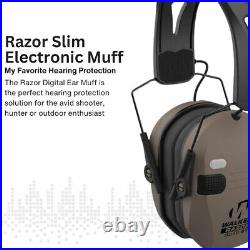 Walkers Razor Slim Quad Electronic FDE Earmuffs with Bluetooth Bundle 2 Pack