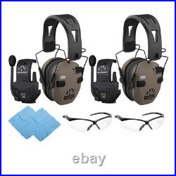 Walkers Razor Slim Quad Electronic Flat Dark Earth Earmuffs 2 Pack Bundle