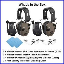 Walkers Razor Slim Quad Electronic Flat Dark Earth Earmuffs 2 Pack Bundle